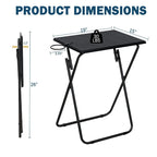Mesa auxiliar plegable negra para TV, juego de 2