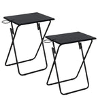 Mesa auxiliar plegable negra para TV, juego de 2