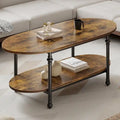 Mesa de centro ovalada de 2 niveles, marrón/gris, 120 cm, 1-2 personas