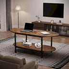 Mesa de centro ovalada de 2 niveles, marrón/gris, 120 cm, 1-2 personas