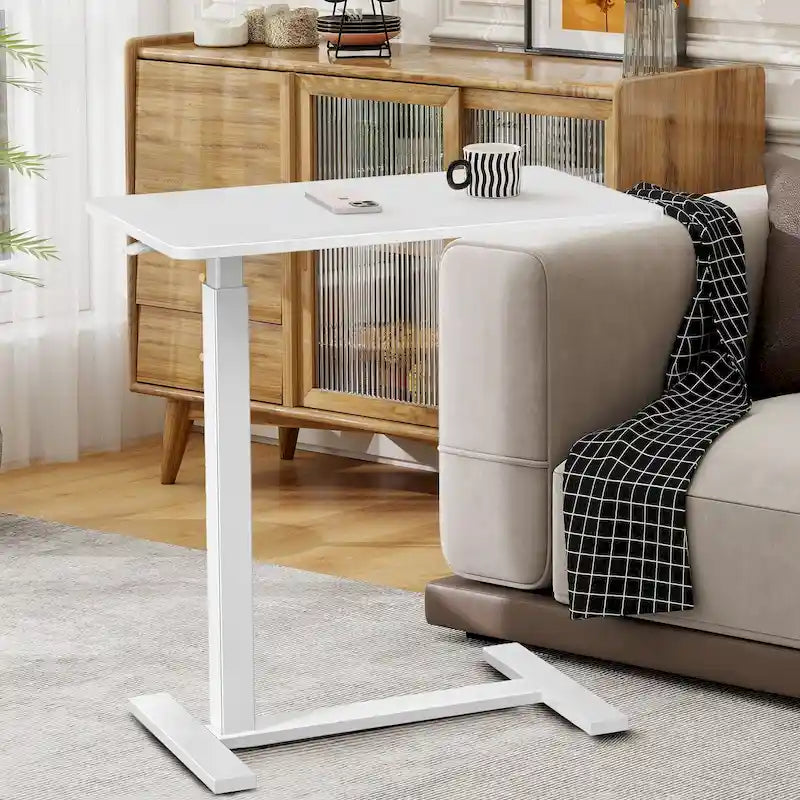 Escritorio de altura regulable para cama con ruedas, 75-110 cm, para 1 persona, color blanco