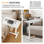 Escritorio de altura regulable para cama con ruedas, 75-110 cm, para 1 persona, color blanco