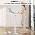 Escritorio de altura regulable para cama con ruedas, 75-110 cm, para 1 persona, color blanco