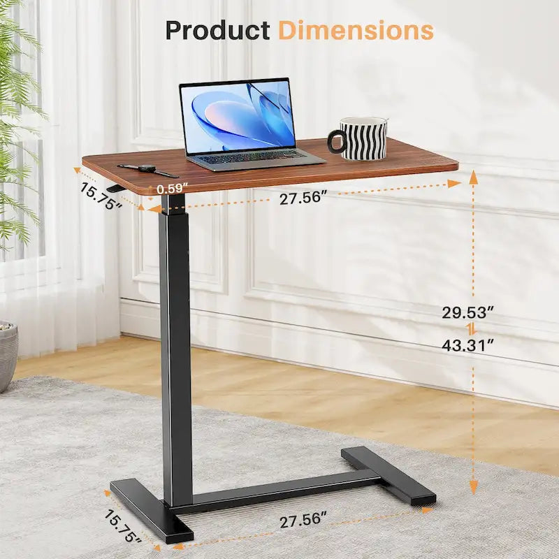 Escritorio de altura regulable para cama con ruedas, 75-110 cm, para 1 persona, color blanco