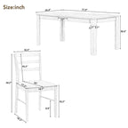 Juego de comedor extensible de 7 piezas de madera natural lavado / marrón+blanco, con capacidad para hasta 8 personas