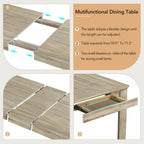 Juego de comedor extensible de 7 piezas de madera natural lavado / marrón+blanco, con capacidad para hasta 8 personas