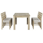 Juego de comedor extensible de 7 piezas de madera natural lavado / marrón+blanco, con capacidad para hasta 8 personas