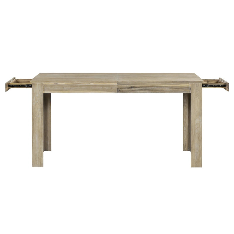 Juego de comedor extensible de 7 piezas de madera natural lavado / marrón+blanco, con capacidad para hasta 8 personas