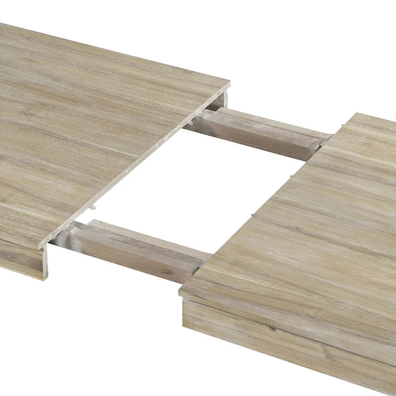 Juego de comedor extensible de 7 piezas de madera natural lavado / marrón+blanco, con capacidad para hasta 8 personas