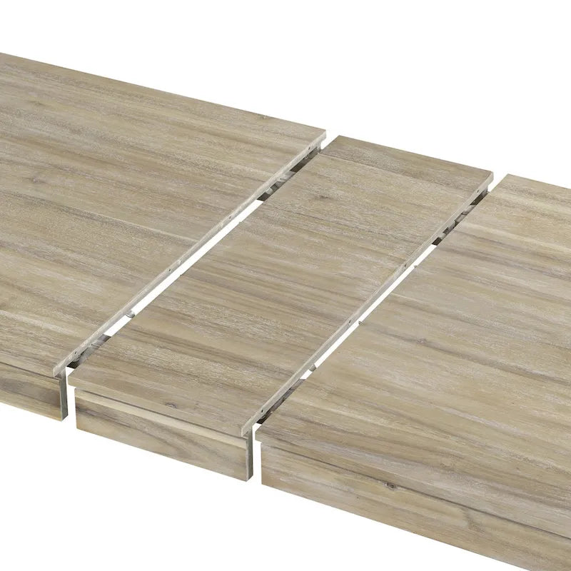 Juego de comedor extensible de 7 piezas de madera natural lavado / marrón+blanco, con capacidad para hasta 8 personas