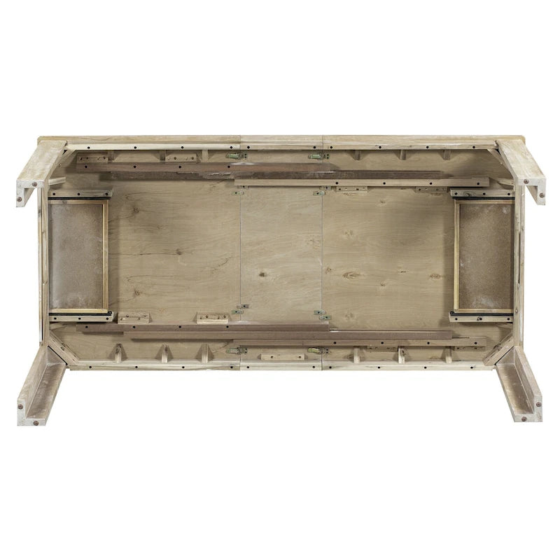 Juego de comedor extensible de 7 piezas de madera natural lavado / marrón+blanco, con capacidad para hasta 8 personas
