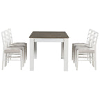Juego de comedor extensible de 7 piezas de madera natural lavado / marrón+blanco, con capacidad para hasta 8 personas
