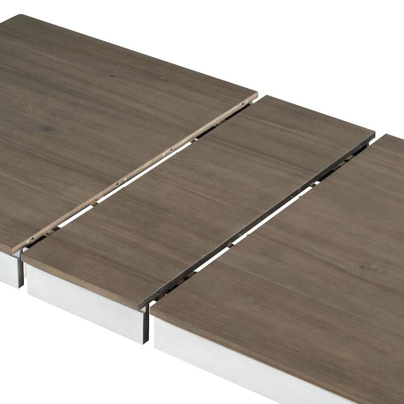 Juego de comedor extensible de 7 piezas de madera natural lavado / marrón+blanco, con capacidad para hasta 8 personas