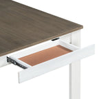 Juego de comedor extensible de 7 piezas de madera natural lavado / marrón+blanco, con capacidad para hasta 8 personas