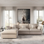 Sofá Seccional Modular de Lino Khaki con Otomana – 2/3/4 Asientos