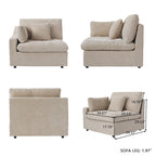 Sofá Seccional Modular de Lino Khaki con Otomana – 2/3/4 Asientos