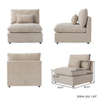 Sofá Seccional Modular de Lino Khaki con Otomana – 2/3/4 Asientos
