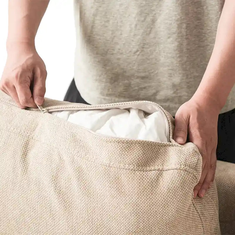 Sofá Seccional Modular de Lino Khaki con Otomana – 2/3/4 Asientos