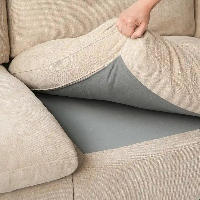 Sofá Seccional Modular de Lino Khaki con Otomana – 2/3/4 Asientos
