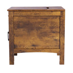 Mesa auxiliar rústica de madera natural con cajón y regleta, 1 pieza