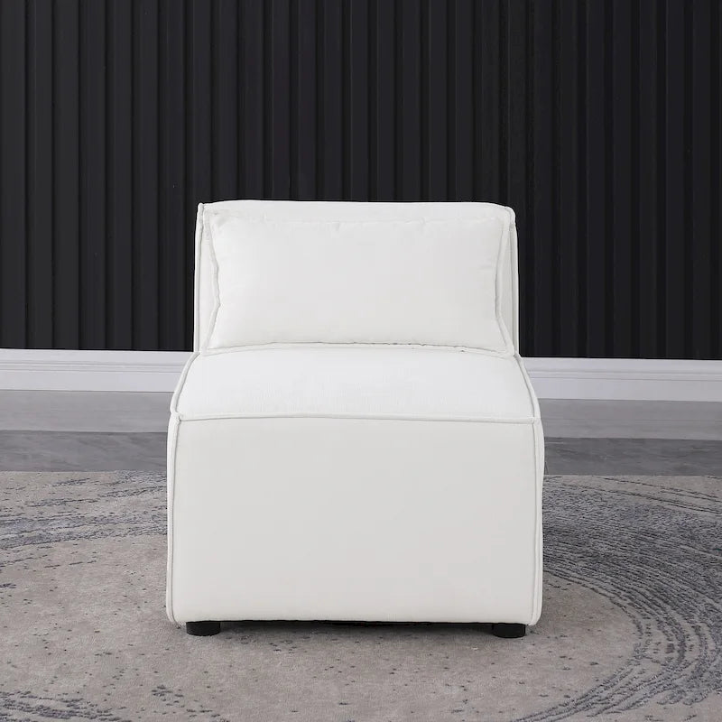 Sofá modular seccional de chenilla gris azulado/blanco, configuraciones de 2 a 6 plazas