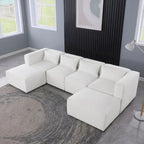 Sofá modular seccional de chenilla gris azulado/blanco, configuraciones de 2 a 6 plazas
