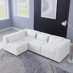 Sofá modular seccional de chenilla gris azulado/blanco, configuraciones de 2 a 6 plazas