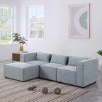 Sofá modular seccional de chenilla gris azulado/blanco, configuraciones de 2 a 6 plazas