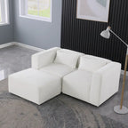 Sofá modular seccional de chenilla gris azulado/blanco, configuraciones de 2 a 6 plazas