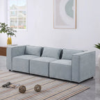 Sofá modular seccional de chenilla gris azulado/blanco, configuraciones de 2 a 6 plazas