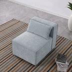 Sofá modular seccional de chenilla gris azulado/blanco, configuraciones de 2 a 6 plazas