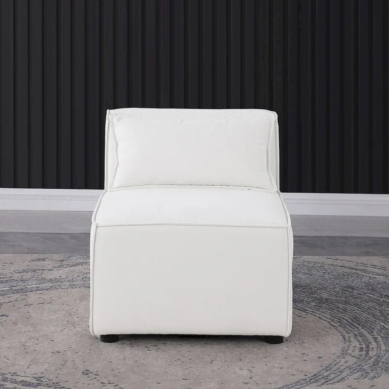 Sofá modular seccional de chenilla gris azulado/blanco, configuraciones de 2 a 6 plazas