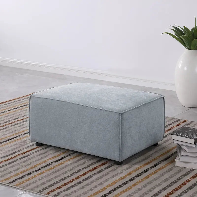 Sofá modular seccional de chenilla gris azulado/blanco, configuraciones de 2 a 6 plazas