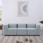Sofá modular seccional de chenilla gris azulado/blanco, configuraciones de 2 a 6 plazas