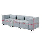 Sofá modular seccional de chenilla gris azulado/blanco, configuraciones de 2 a 6 plazas
