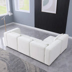 Sofá modular seccional de chenilla gris azulado/blanco, configuraciones de 2 a 6 plazas