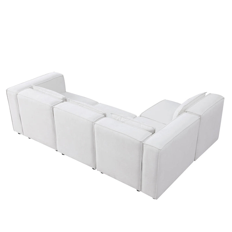 Sofá modular seccional de chenilla gris azulado/blanco, configuraciones de 2 a 6 plazas