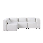 Sofá modular seccional de chenilla gris azulado/blanco, configuraciones de 2 a 6 plazas