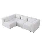 Sofá modular seccional de chenilla gris azulado/blanco, configuraciones de 2 a 6 plazas