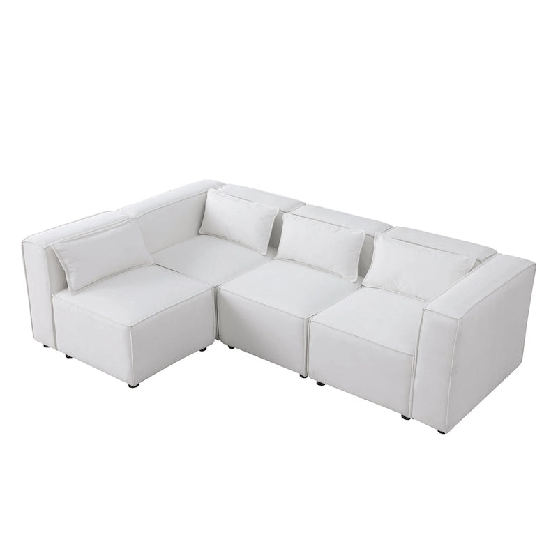 Sofá modular seccional de chenilla gris azulado/blanco, configuraciones de 2 a 6 plazas