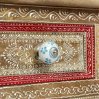 Mesa auxiliar de madera de mango natural, pintada a mano estilo bohemio, 3 cajones, individual
