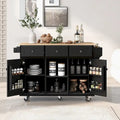 Carro de cocina rodante negro/verde menta/blanco/azul con tabla abatible, 3 cajones y estantes, para 1 persona