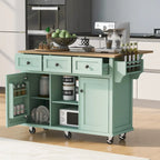 Carro de cocina rodante negro/verde menta/blanco/azul con tabla abatible, 3 cajones y estantes, para 1 persona
