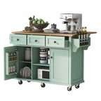 Carro de cocina rodante negro/verde menta/blanco/azul con tabla abatible, 3 cajones y estantes, para 1 persona