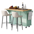 Carro de cocina rodante negro/verde menta/blanco/azul con tabla abatible, 3 cajones y estantes, para 1 persona