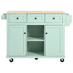 Carro de cocina rodante negro/verde menta/blanco/azul con tabla abatible, 3 cajones y estantes, para 1 persona