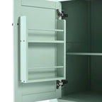 Carro de cocina rodante negro/verde menta/blanco/azul con tabla abatible, 3 cajones y estantes, para 1 persona