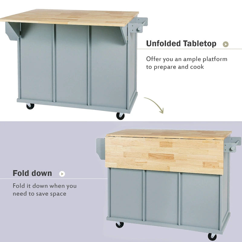 Carro de cocina rodante negro/verde menta/blanco/azul con tabla abatible, 3 cajones y estantes, para 1 persona