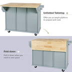 Carro de cocina rodante negro/verde menta/blanco/azul con tabla abatible, 3 cajones y estantes, para 1 persona