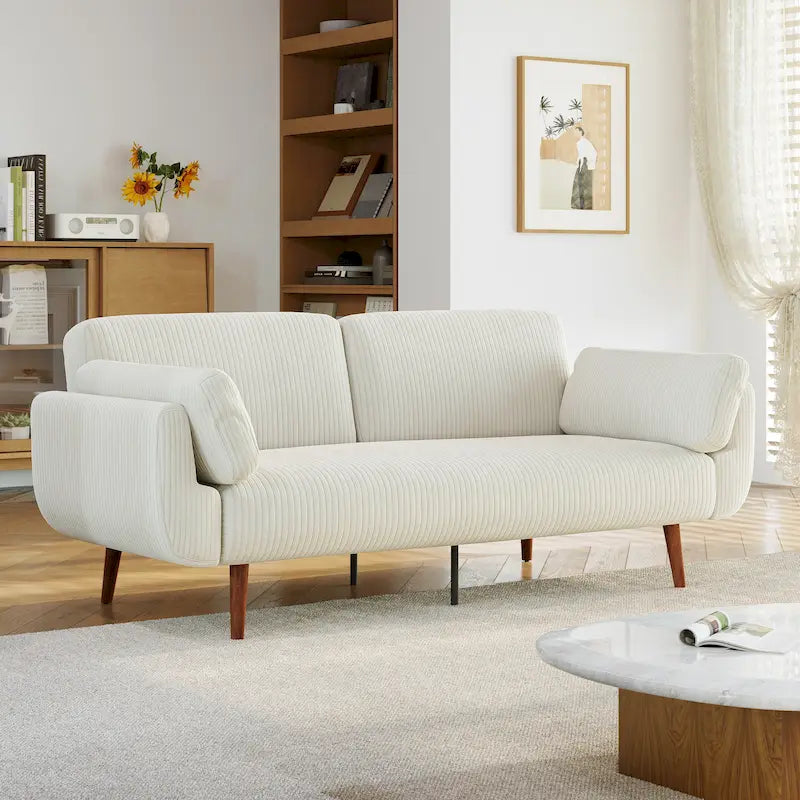 Sofá cama convertible de 2 plazas de pana – Verde / Azul marino / Gris / Beige / Caqui
